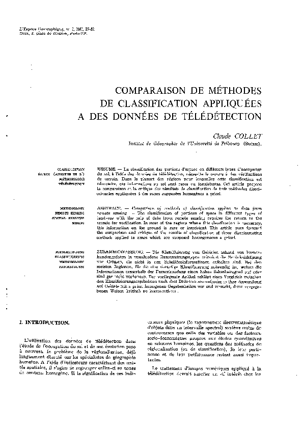 (PDF) Comparaison de méthodes de classification appliquées à des ...