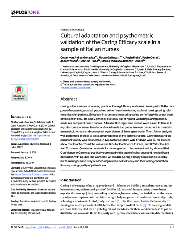 (PDF) Cultural adaptation and psychometric validation of the Caring ...