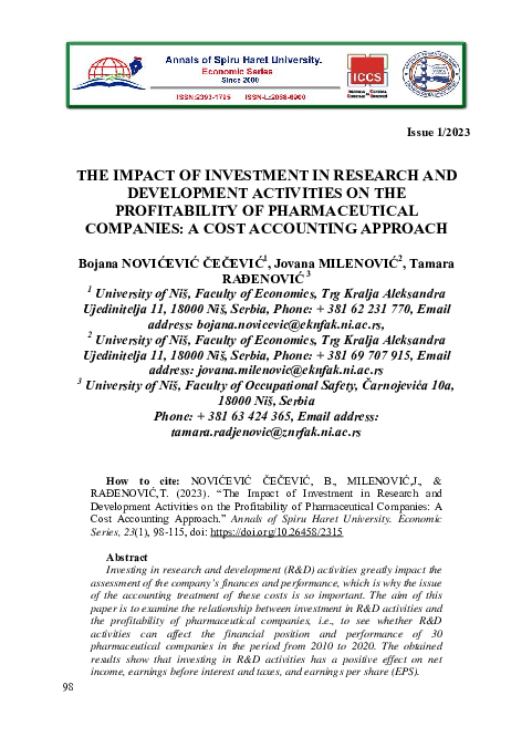 (PDF) Impact of Investment in Research and Development Activities on ...