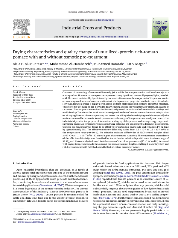 (PDF) Drying characteristics and quality change of unutilized-protein ...