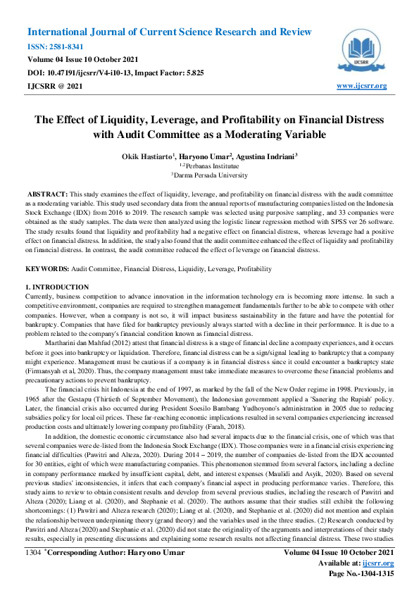 (PDF) The Effect of Liquidity, Leverage, and Profitability on Financial ...