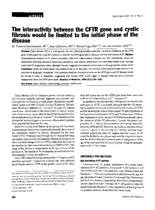 (PDF) The interactivity between the CFTR gene and cystic fibrosis would ...