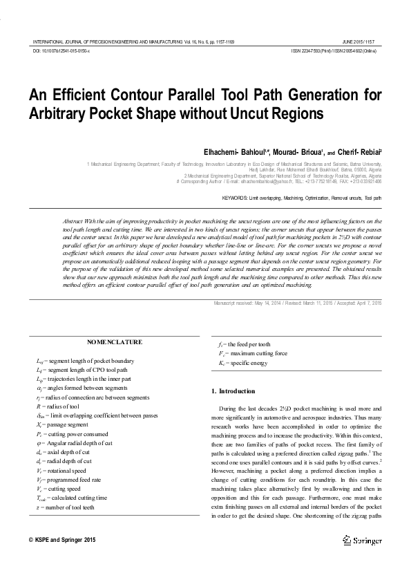 (PDF) An efficient contour parallel tool path generation for arbitrary ...