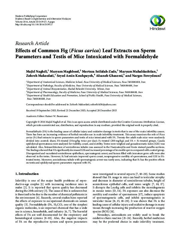 (PDF) Effects of Common Fig ( Ficus carica ) Leaf Extracts on Sperm ...