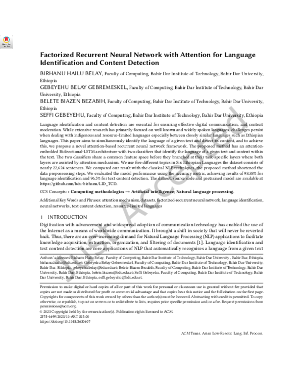 (PDF) Factorized Recurrent Neural Network with Attention for Language ...