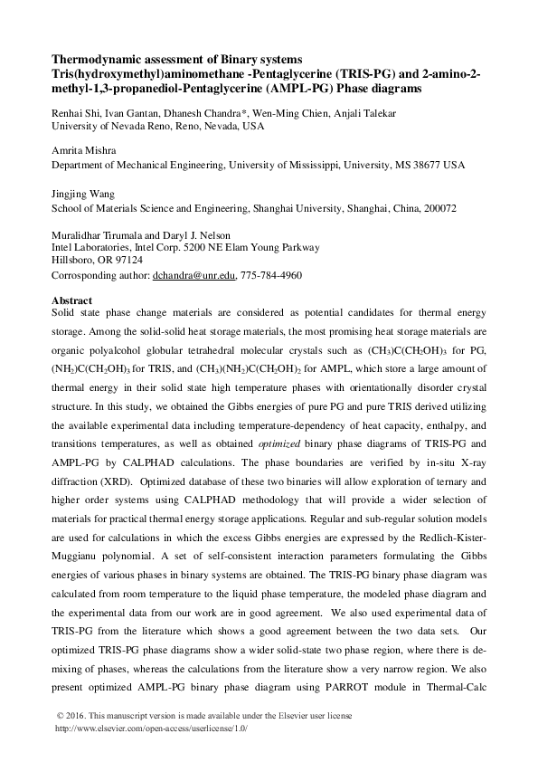 (PDF) Thermodynamic assessment of binary systems Tris(hydroxymethyl ...