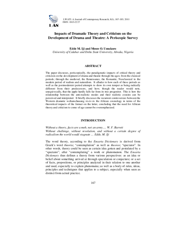 (PDF) Impacts of Dramatic Theory and Criticism on the Development of ...