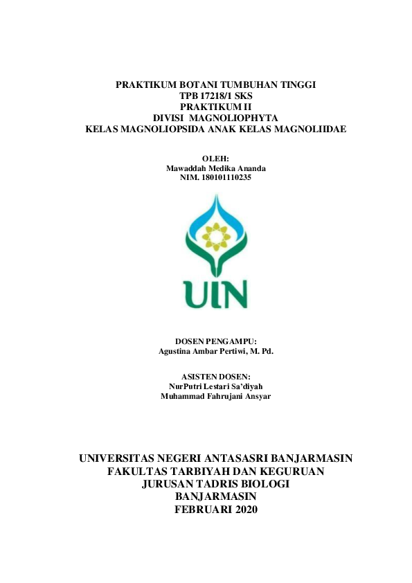 (PDF) Praktikum II Divisi Magnoliophyta Kelas Magnoliopsida Anak Kelas ...