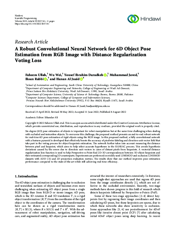 (PDF) A Robust Convolutional Neural Network for 6D Object Pose ...