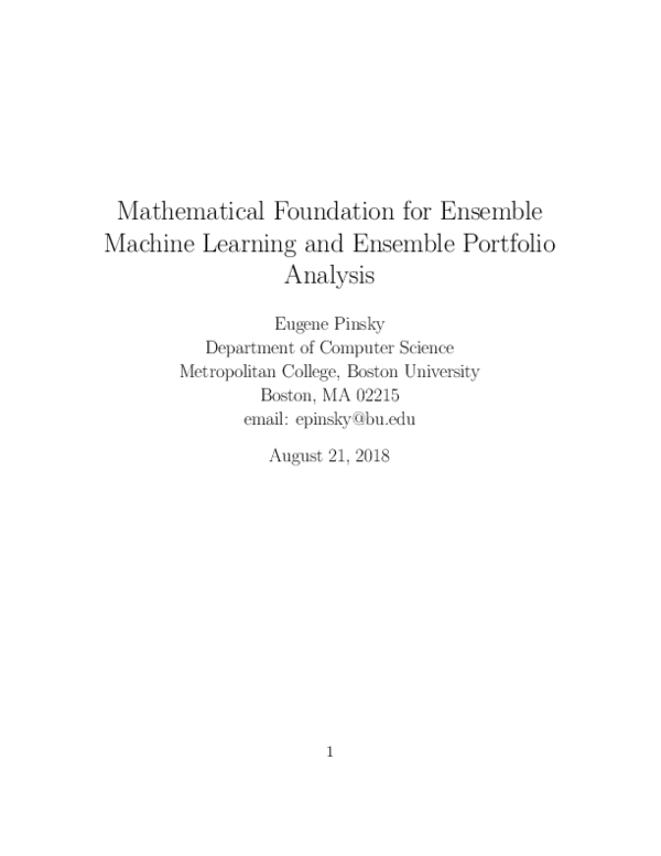 (PDF) Mathematical Foundation for Ensemble Machine Learning and ...