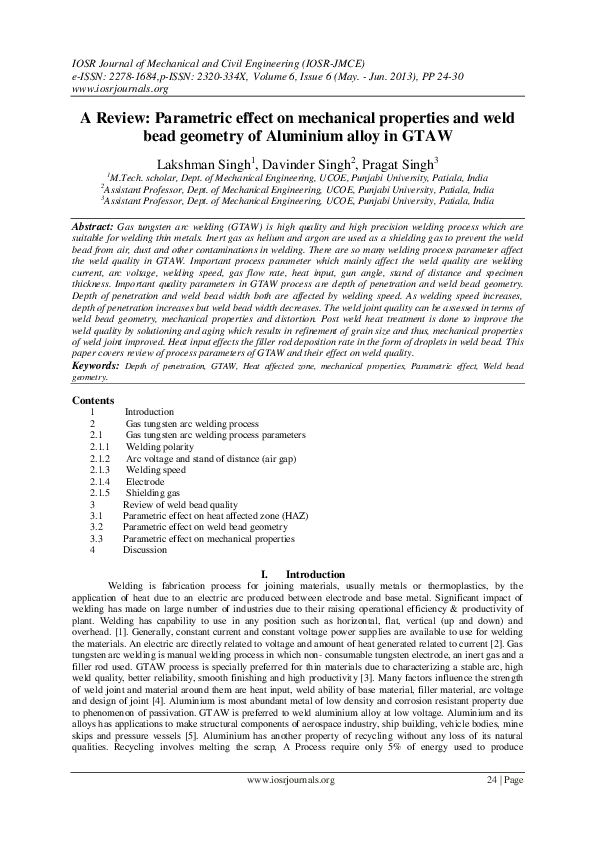 (PDF) A Review: Parametric effect on mechanical properties and weld ...