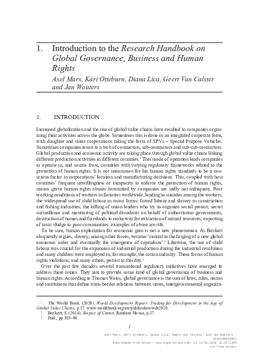 (PDF) Introduction to the Research Handbook on Global Governance ...