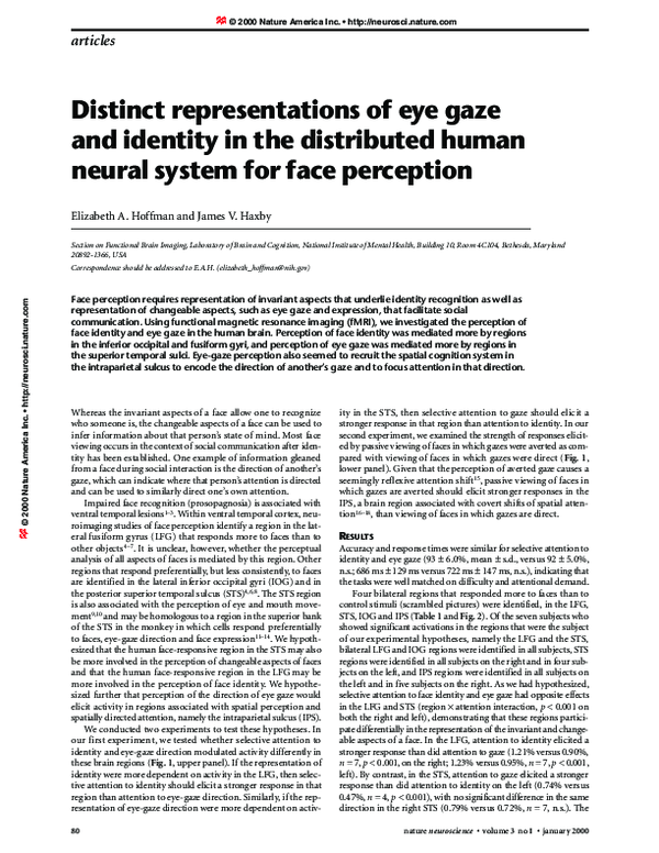 (PDF) Distinct representations of eye gaze and identity in the ...