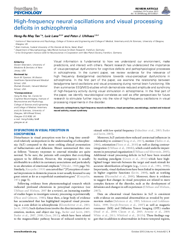 (PDF) High-frequency neural oscillations and visual processing deficits ...