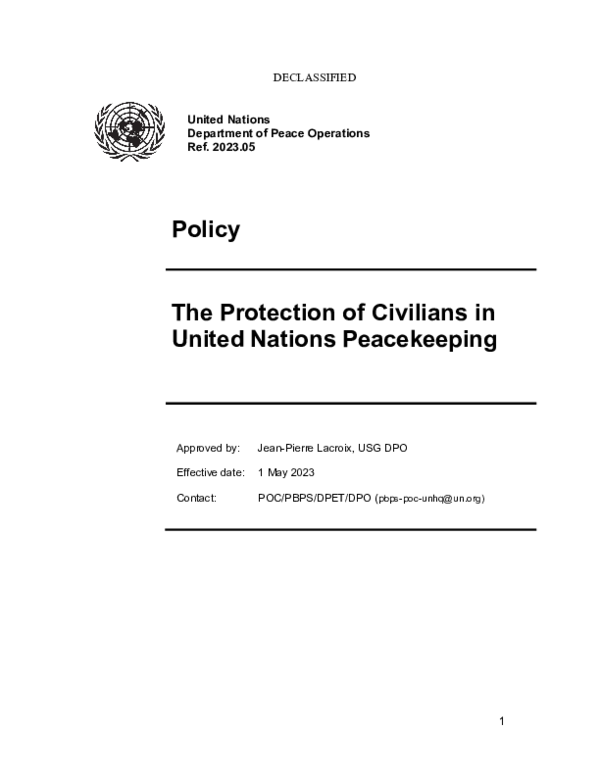 (PDF) DPO Policy on The Protection of Civilians in United Nations ...