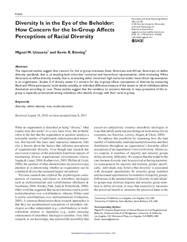 (PDF) Diversity Is in the Eye of the Beholder