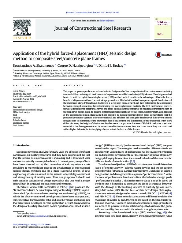 (PDF) Application of the hybrid force/displacement (HFD) seismic design ...
