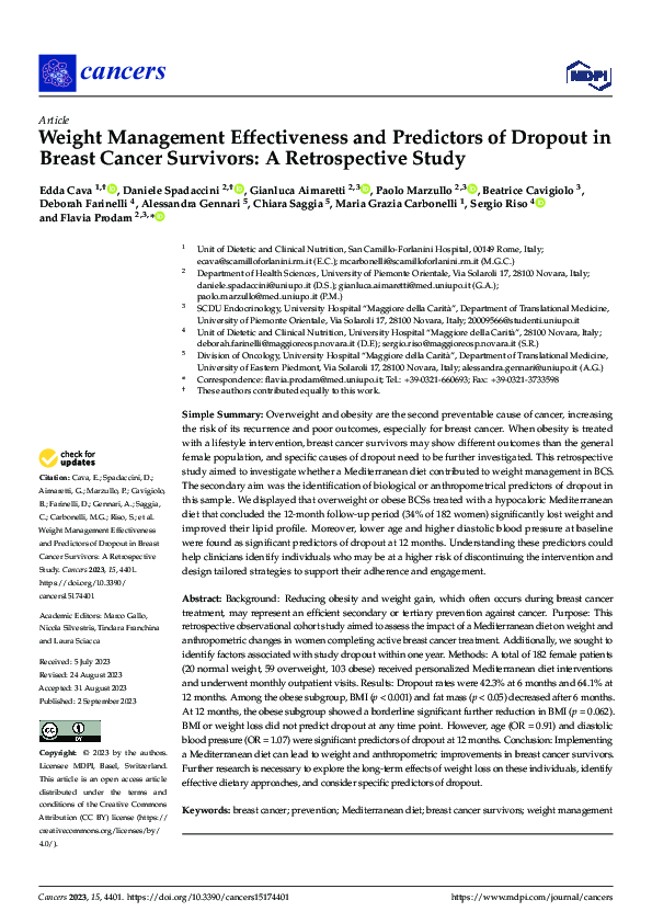 (PDF) Weight Management Effectiveness and Predictors of Dropout in ...
