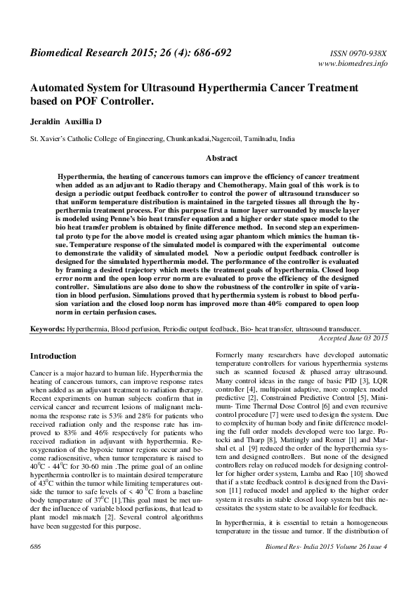 (PDF) Automated System for Ultrasound Hyperthermia Cancer Treatment ...