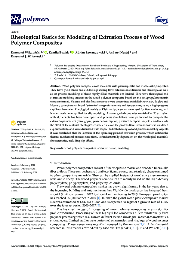 (PDF) Rheological Basics for Modeling of Extrusion Process of Wood ...