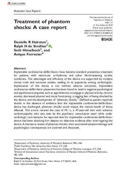 (PDF) Treatment of phantom shocks: A case report