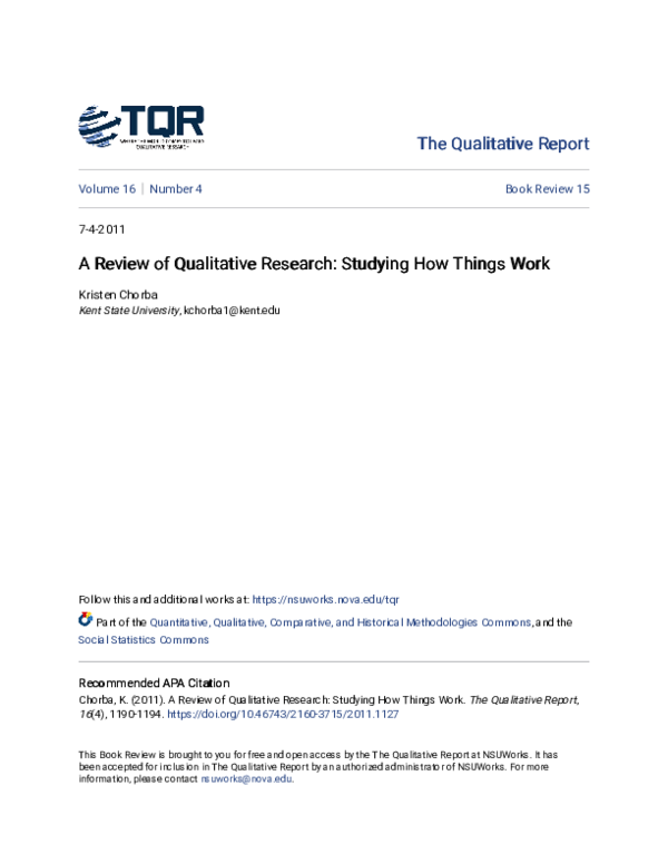  pdf a review of qualitative research studying how things work