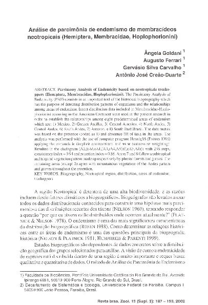 (PDF) Análise de parcimônia de endemismo de membracídeos neotropicais ...