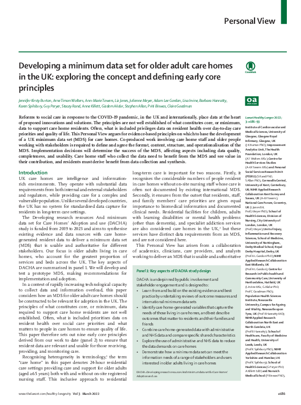 (PDF) Developing a minimum data set for older adult care homes in the ...