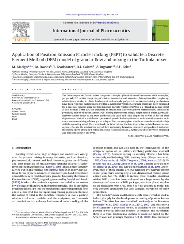 (PDF) Application of Positron Emission Particle Tracking (PEPT) to ...
