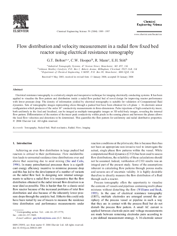 (PDF) Flow distribution and velocity measurement in a radial flow fixed ...