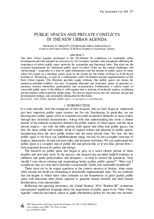 (PDF) Public Spaces and Private Conflicts in the New Urban Agenda