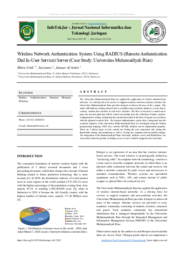 (PDF) Wireless Network Authentication System Using RADIUS (Remote ...
