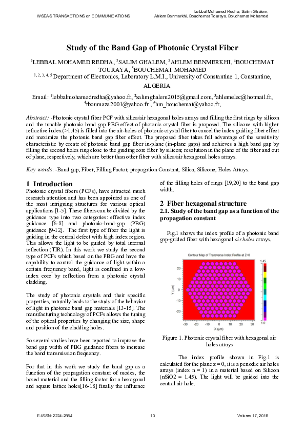 (PDF) Study of the Band Gap of Photonic Crystal Fiber