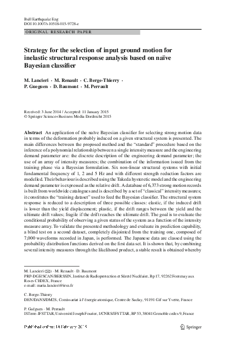 (PDF) Strategy for the selection of input ground motion for inelastic ...