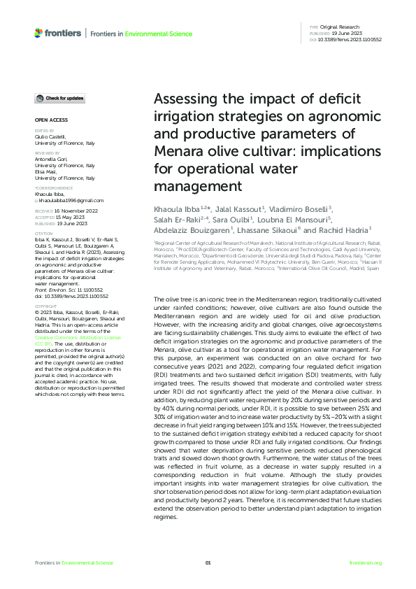 (PDF) Assessing the impact of deficit irrigation strategies on ...