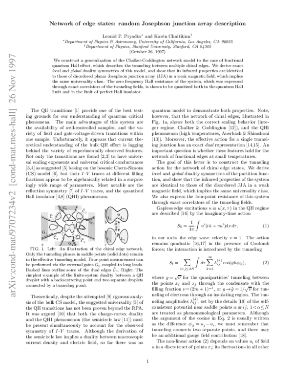 (PDF) Network of Edge States: A Random Josephson Junction Array Description