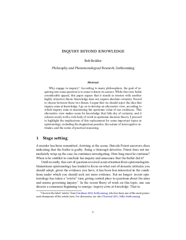 (PDF) Inquiry Beyond Knowledge