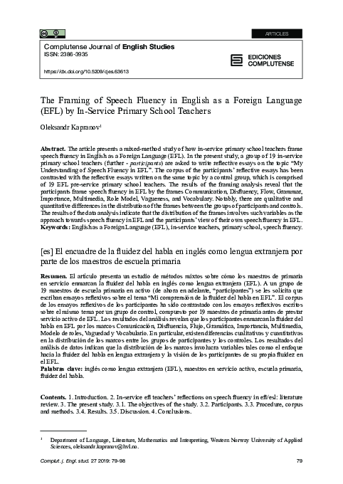 (PDF) The Framing of Speech Fluency in English as a Foreign Language ...