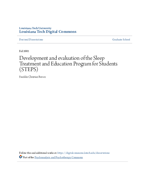 (PDF) Development and Evaluation of the Sleep Treatment and Education ...
