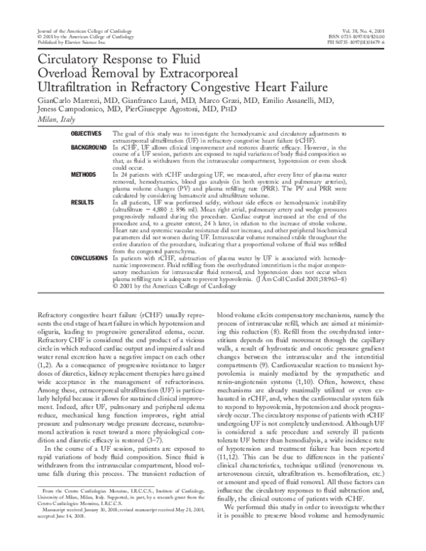 (PDF) Circulatory response to fluid overload removal by extracorporeal ...