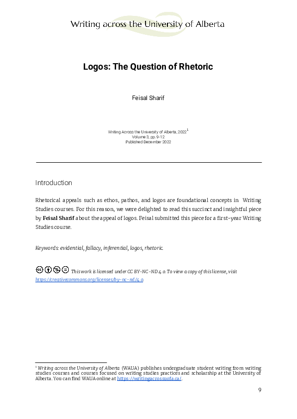 (PDF) Exploring the Appeal of Logos in Rhetoric
