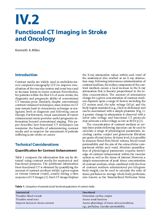 (PDF) Functional CT Imaging in Stroke and Oncology