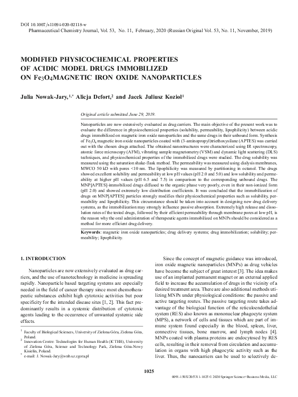 (PDF) Modified Physicochemical Properties of Acidic Model Drugs ...