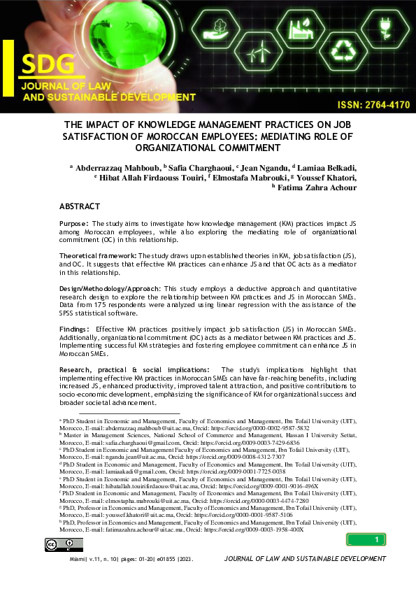 (PDF) The Impact of Knowledge Management Practices on Job Satisfaction ...