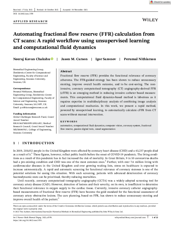 (PDF) Automating fractional flow reserve (FFR) calculation from CT ...