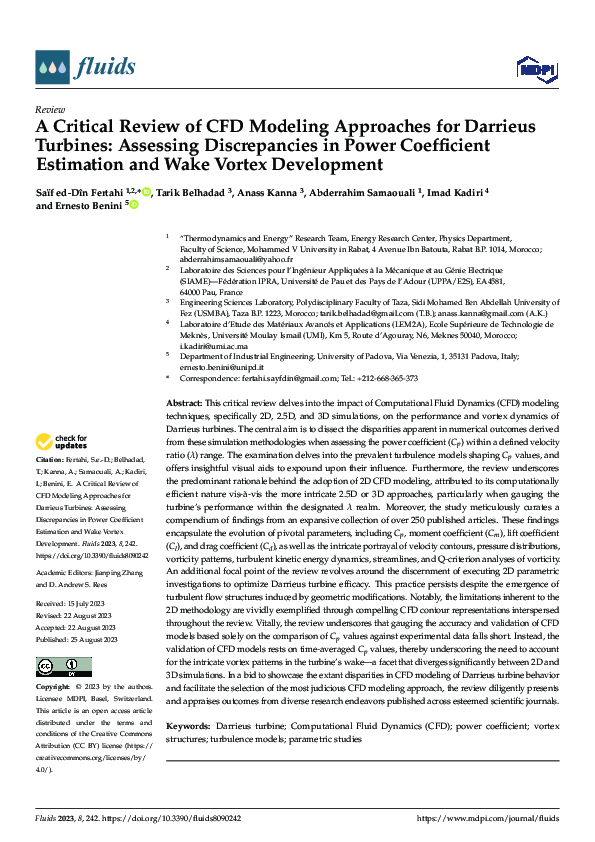 (PDF) A Critical Review of CFD Modeling Approaches for Darrieus ...