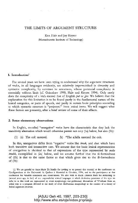 (PDF) The limits of argument structure