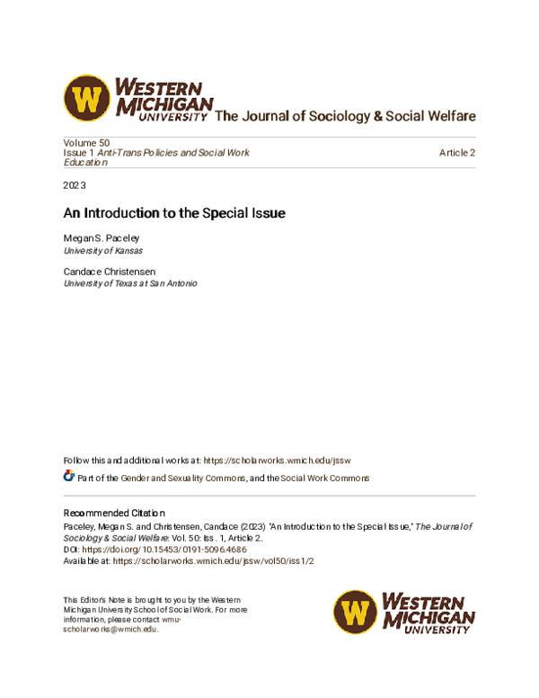 (PDF) An Introduction to the Special Issue