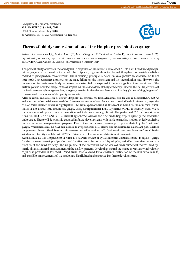 (PDF) Thermo-fluid dynamic simulation of the Hotplate precipitation gauge