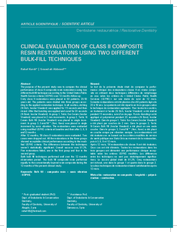(PDF) Clinical Evaluation of Class II Composite Resin Restorations ...